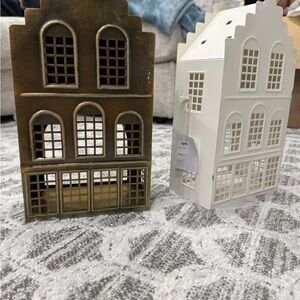 Charming Metal House Lanterns - Gold and White